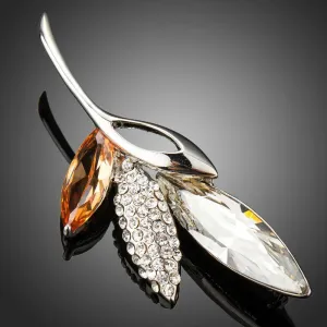 Shinning Luxury CZ Plant Leaf Fashion Brooches Pins For Women