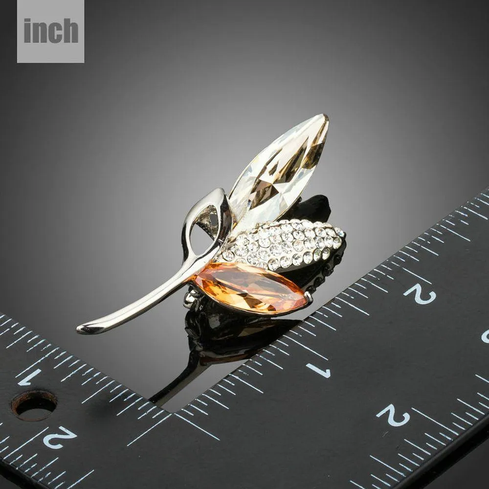 Shinning Luxury CZ Plant Leaf Fashion Brooches Pins For Women