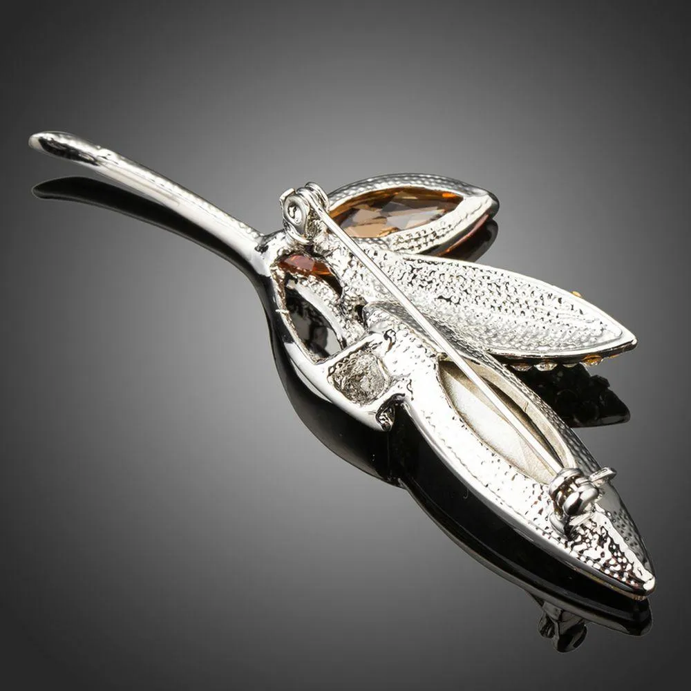 Shinning Luxury CZ Plant Leaf Fashion Brooches Pins For Women