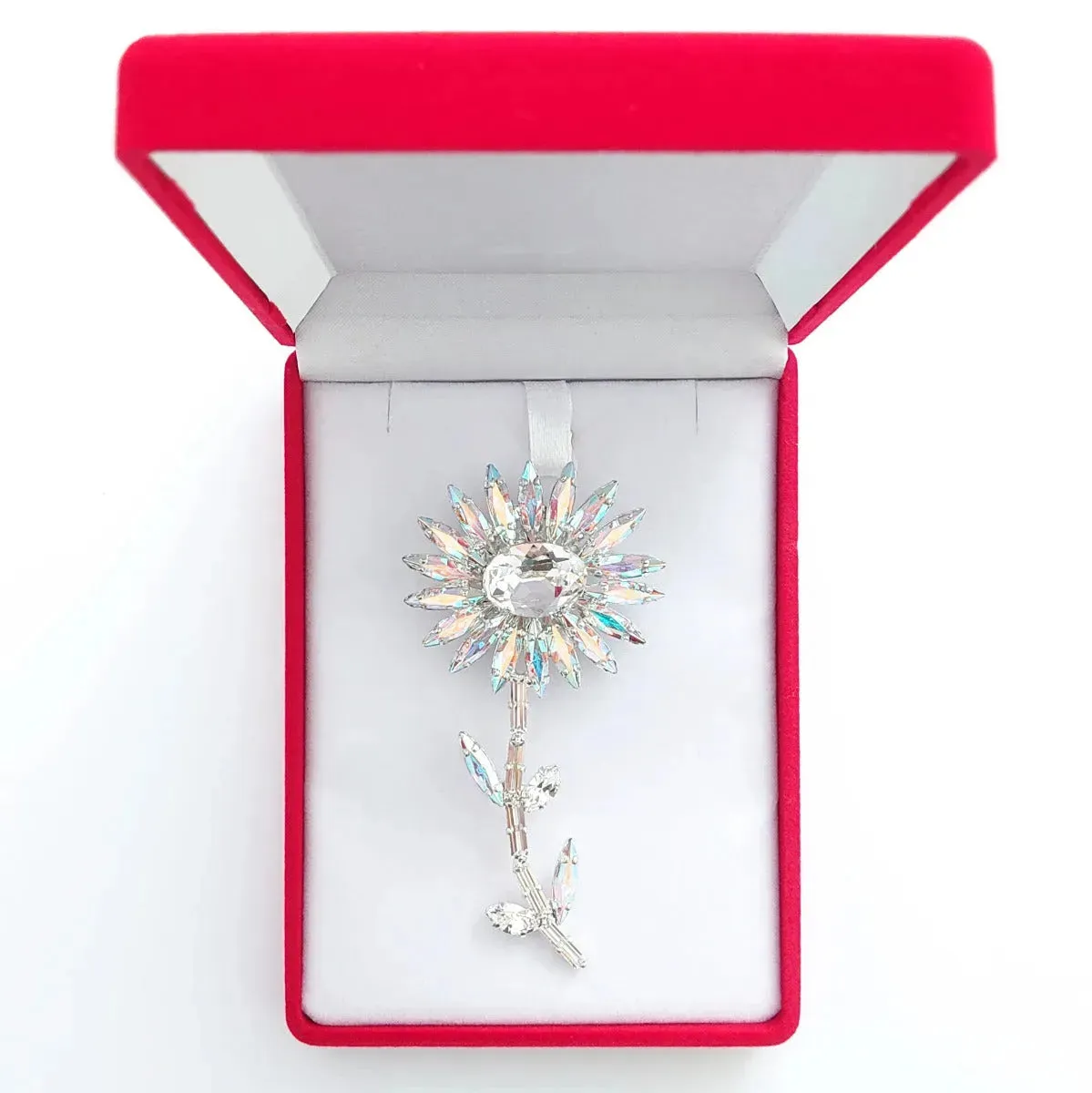 Swarovski Crystals Sparkling Flower Lapel Brooch