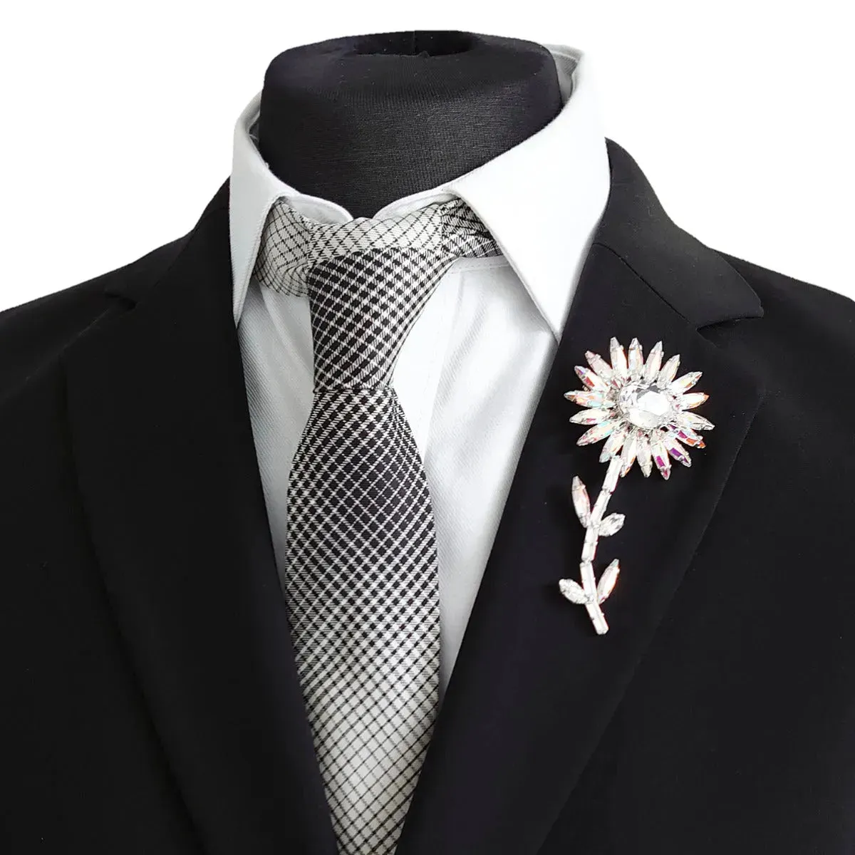 Swarovski Crystals Sparkling Flower Lapel Brooch