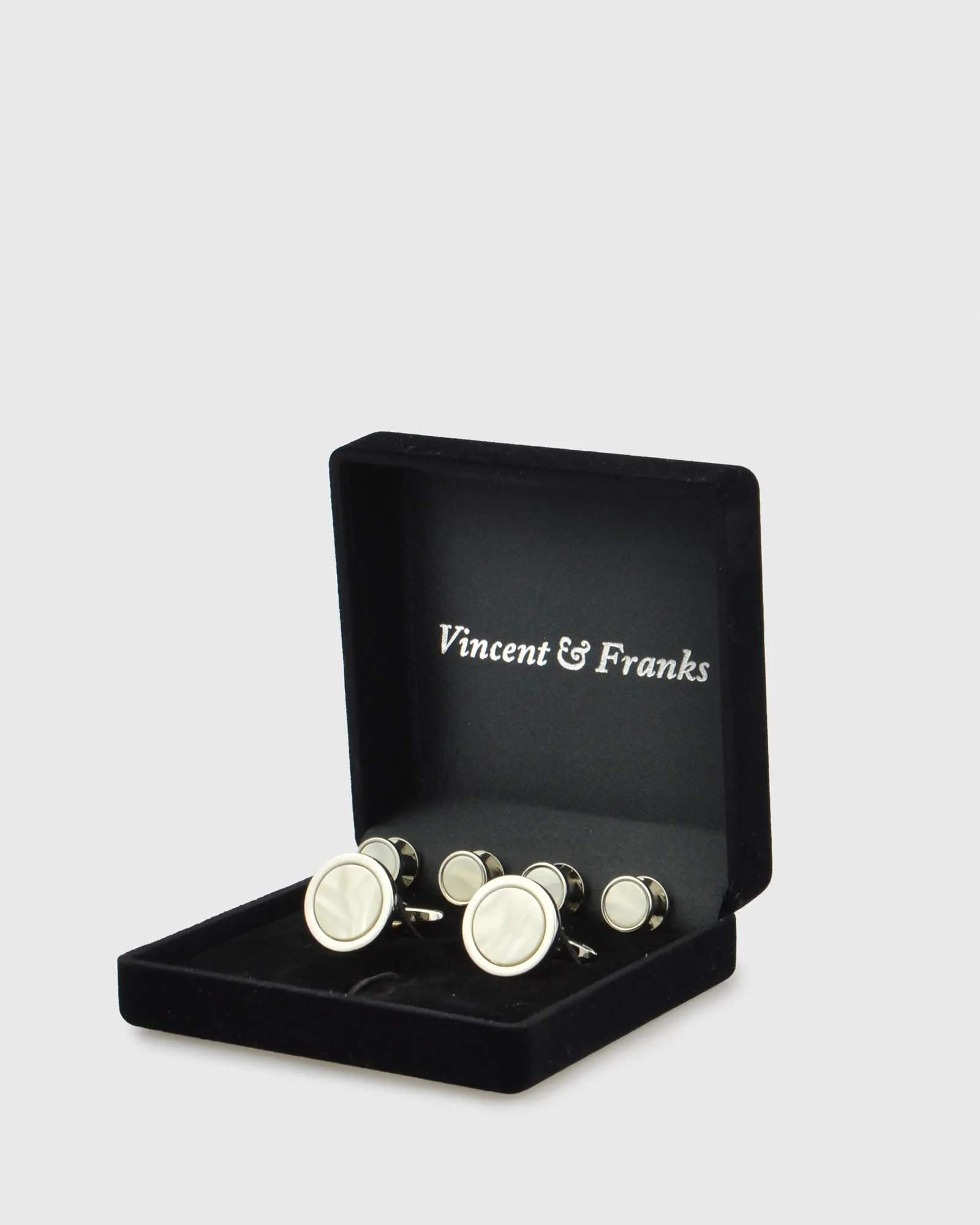 VINCENT & FRANKS VF41224M MOP CUFFLINKS/STUD SET