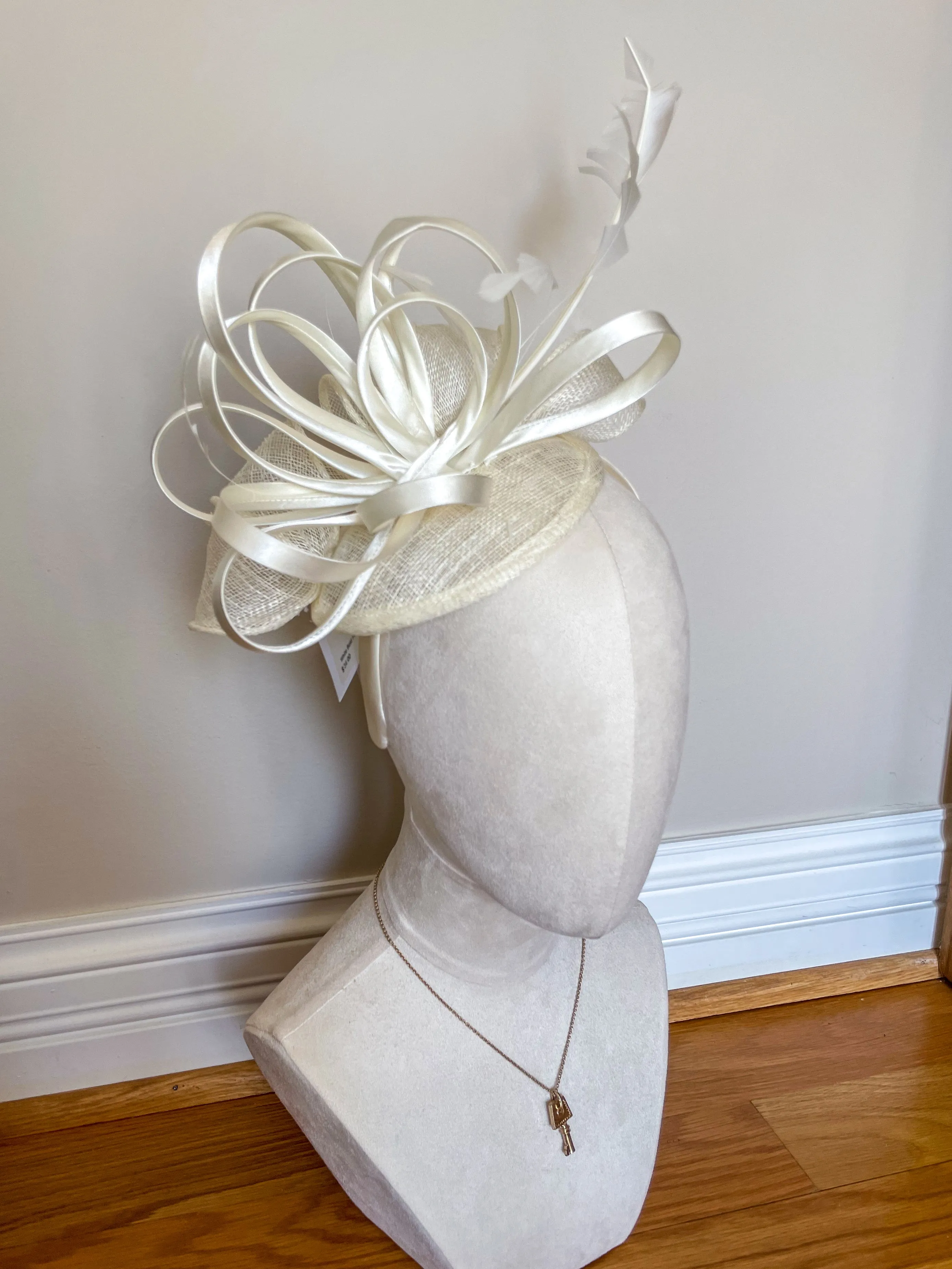 White Bold Feather Fascinator
