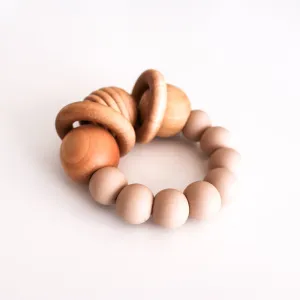 Wood and Silicone Teething Rattle - Oatmeal by Chelsea and Marbles