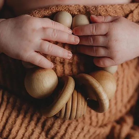 Wood and Silicone Teething Rattle - Oatmeal by Chelsea and Marbles